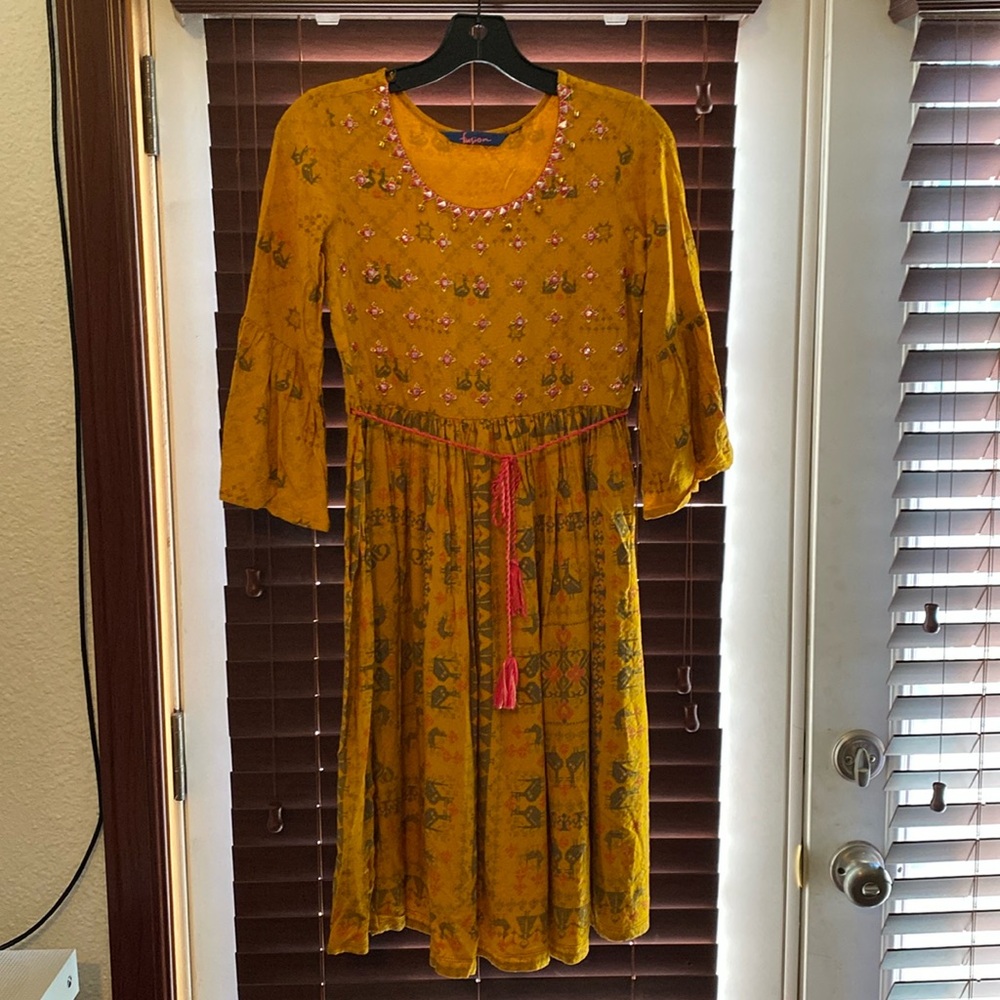 Fusion Printed Flare Tunic with Pink Tie